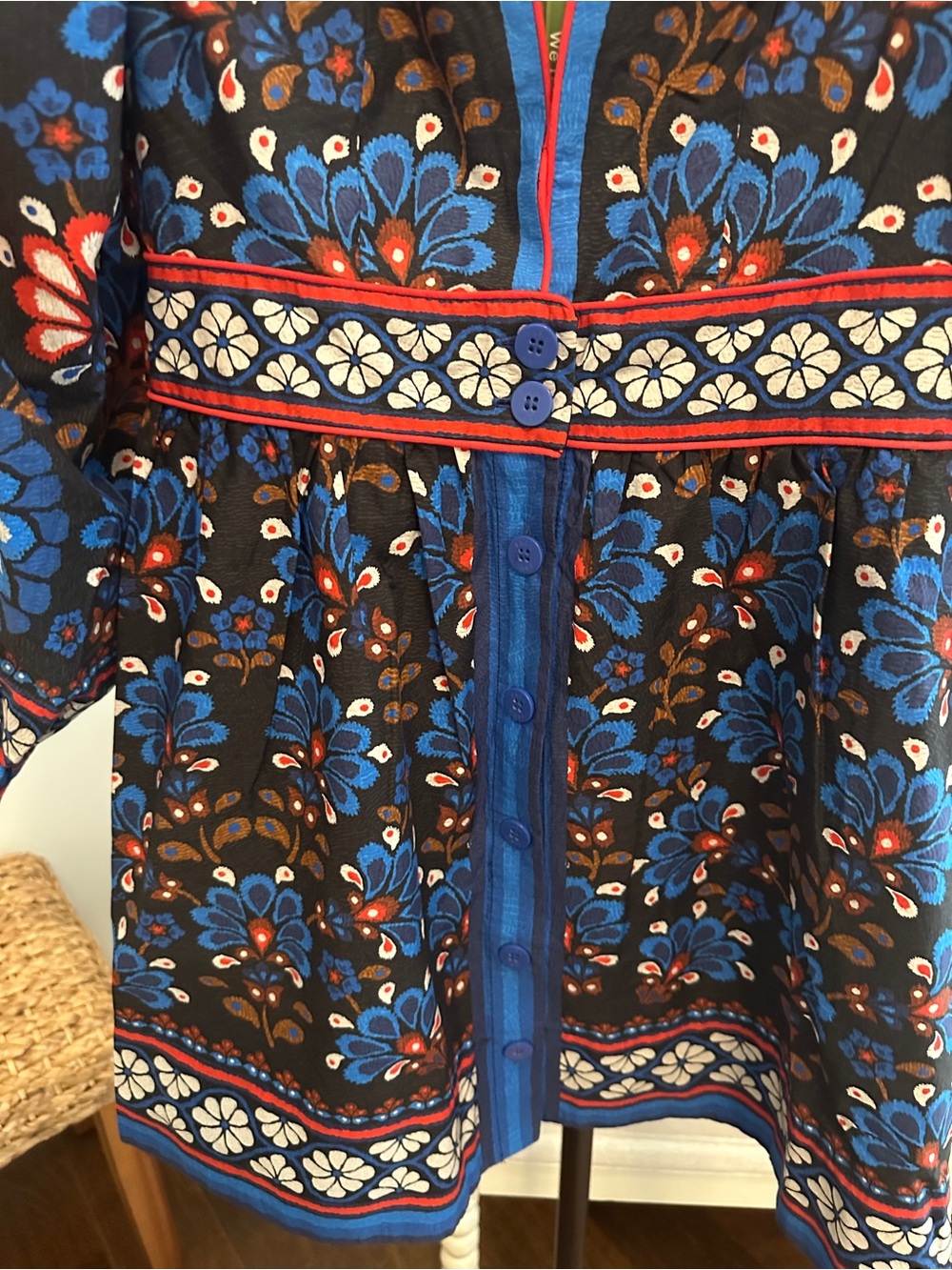 FARM Rio Blue Black Floral Mini Dress - Picture 5 of 6